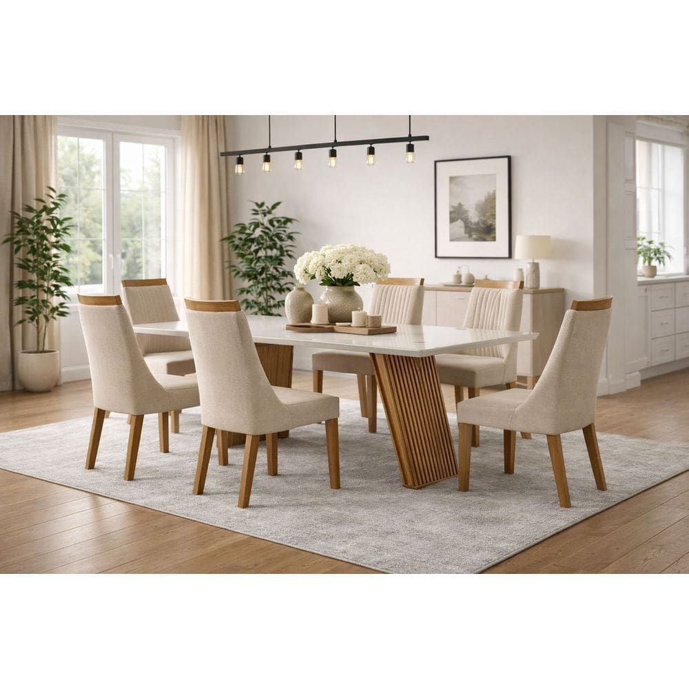 Conjunto de jantar 6 lugares 1,80 em MDF  Ravena - Domus