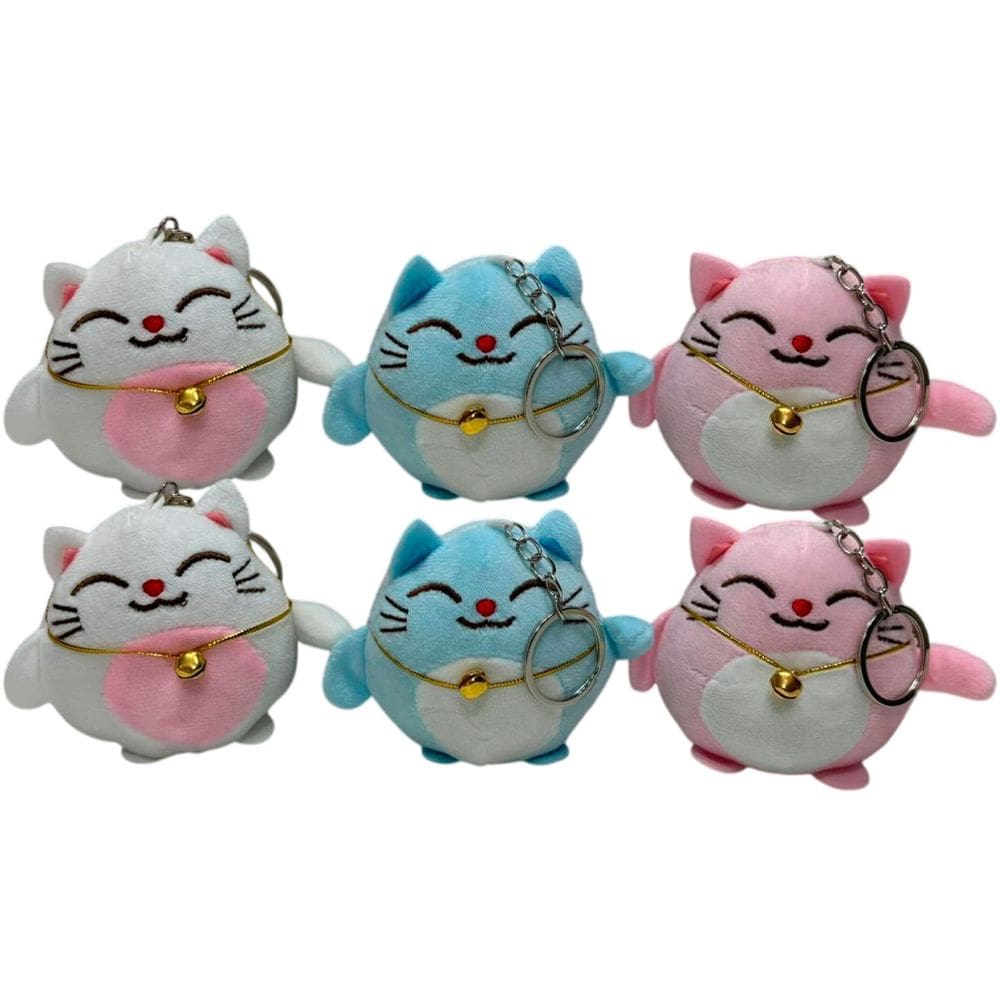 Kit 6 Chaveiro Pelucia Gato Da Sorte 8cm Fofo Delicado Lembrancinha Cesta Decoracao Festas Infantil