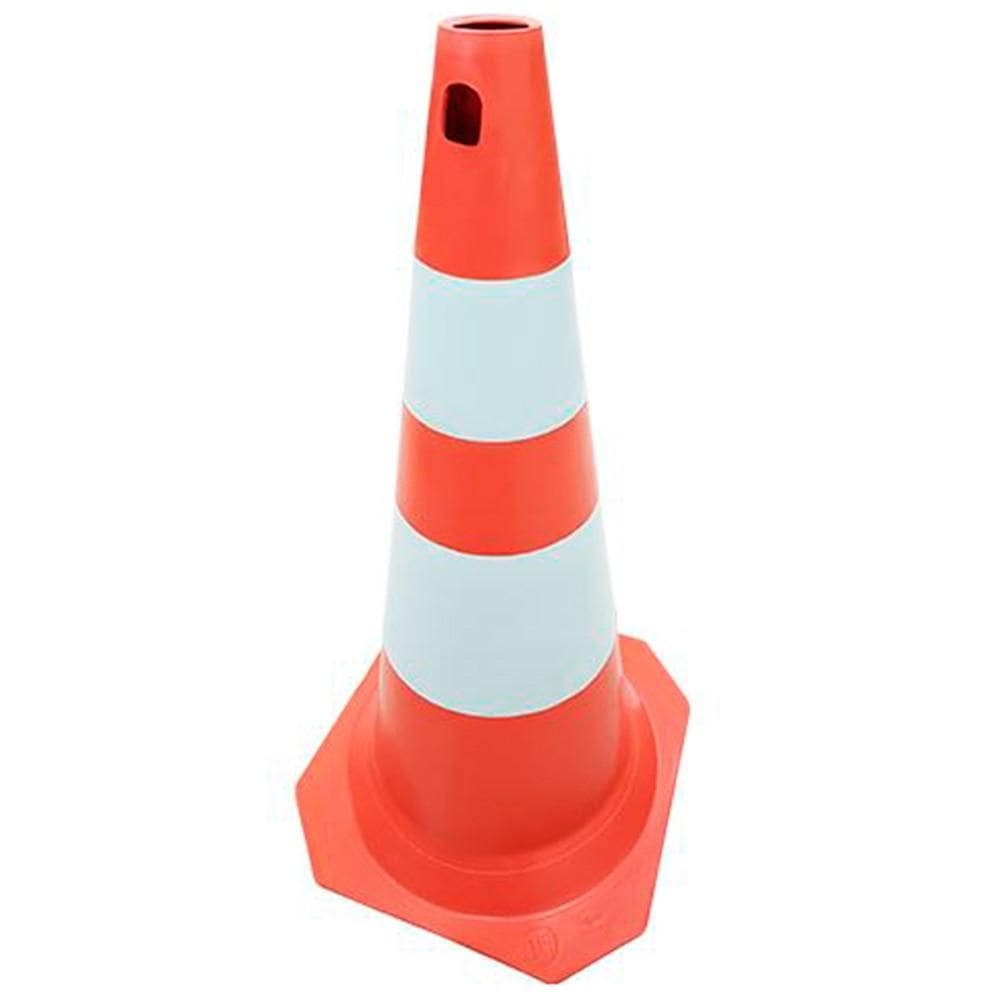 Cone de Sinalização e Segurança, Laranja e Branco, Plastcor, Zebrado, 70 cm