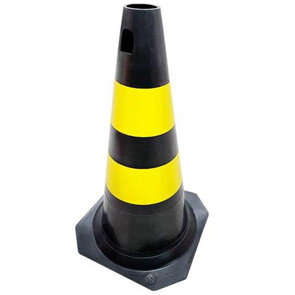 Cone de Sinalização e Seguranças, Preto e Amarelo, Plastcor, Zebrado, 70 cm