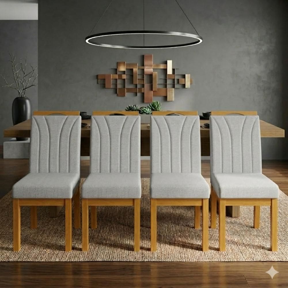 Conjunto 4 Cadeiras Blend Linho para Mesa Sala de Jantar