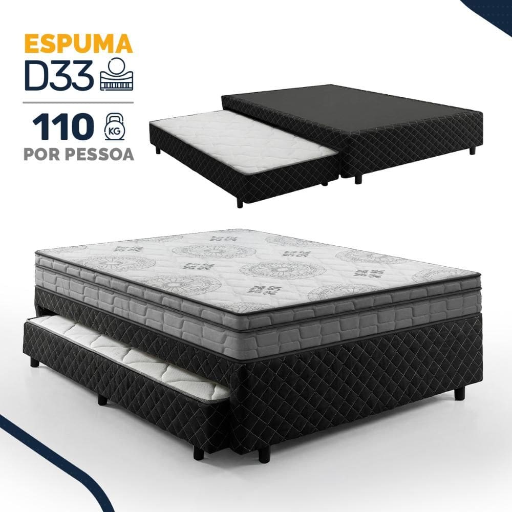 Bicama Box com Colchão Espuma D33 Pillow In D Angelis Ortosleep + Auxiliar de Espuma D28 Positanno Casal 138cm