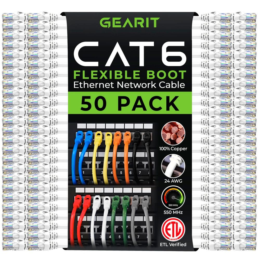 Cabo Ethernet GearIt Cat6, pacote com 50 pés, branco