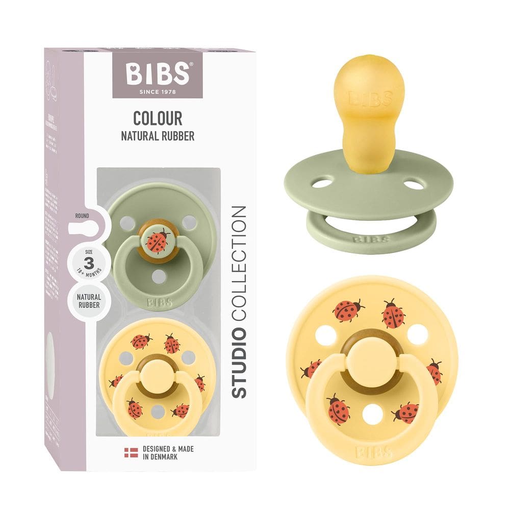 Pacifier Bibs Studio Soother, pacote com 2 unidades de borracha natural sem BPA
