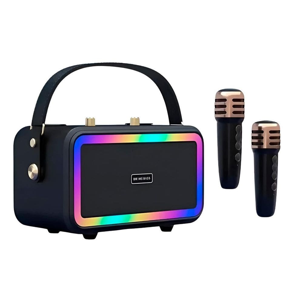 Caixa De Som Karaokê Microfone Áudio Bluetooth Potente