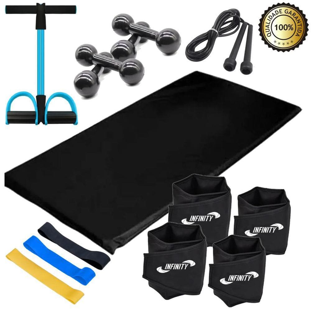 Kit Funcional Colchonete + Corda + Extensor + Band + Pesos