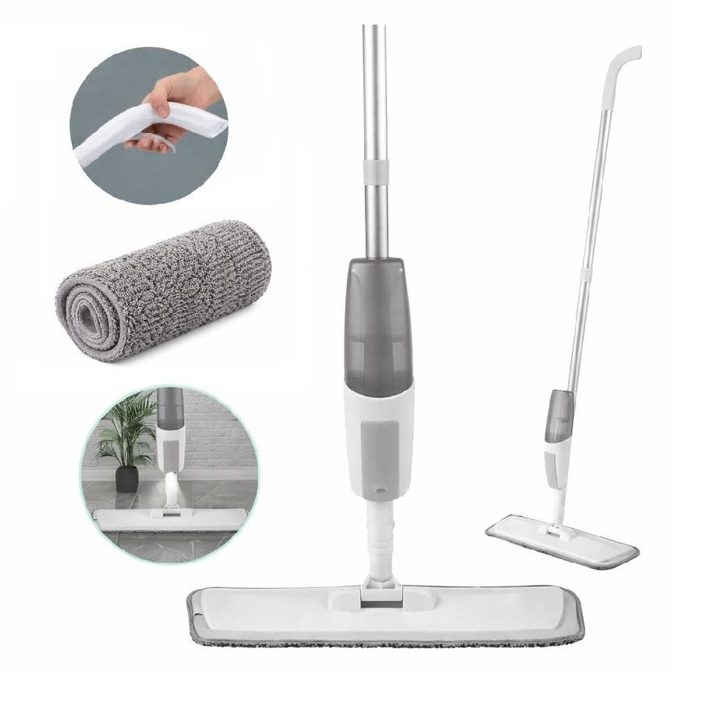 Mop Spray com Dispenser Reservatório Microfibra Inox Limpeza Piso Sem Balde Uso Doméstico