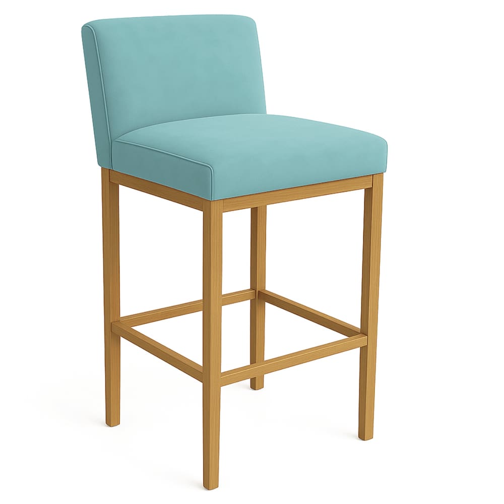 Banqueta Viena Alta Estofada em Veludo com Base de Metal Azul-Turquesa Liberty Móveis