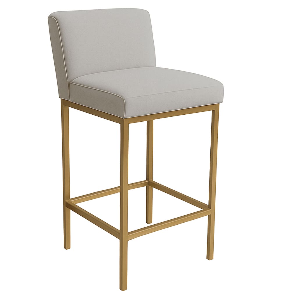 Banqueta Viena Alta Estofada em Veludo com Base de Metal Cinza Liberty Móveis