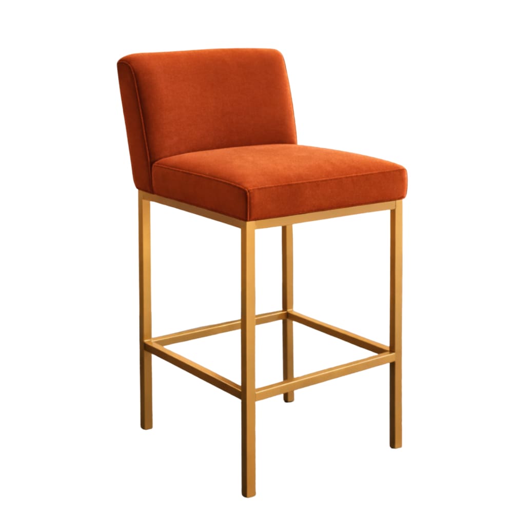 Banqueta Viena Alta Estofada em Veludo com Base de Metal Terracota Liberty Móveis
