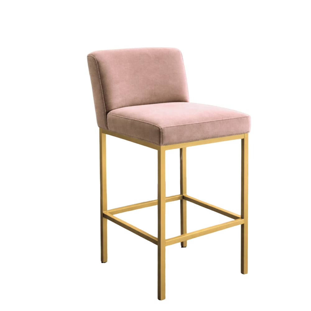 Banqueta Viena Alta Estofada em Veludo com Base de Metal Rosê Liberty Móveis