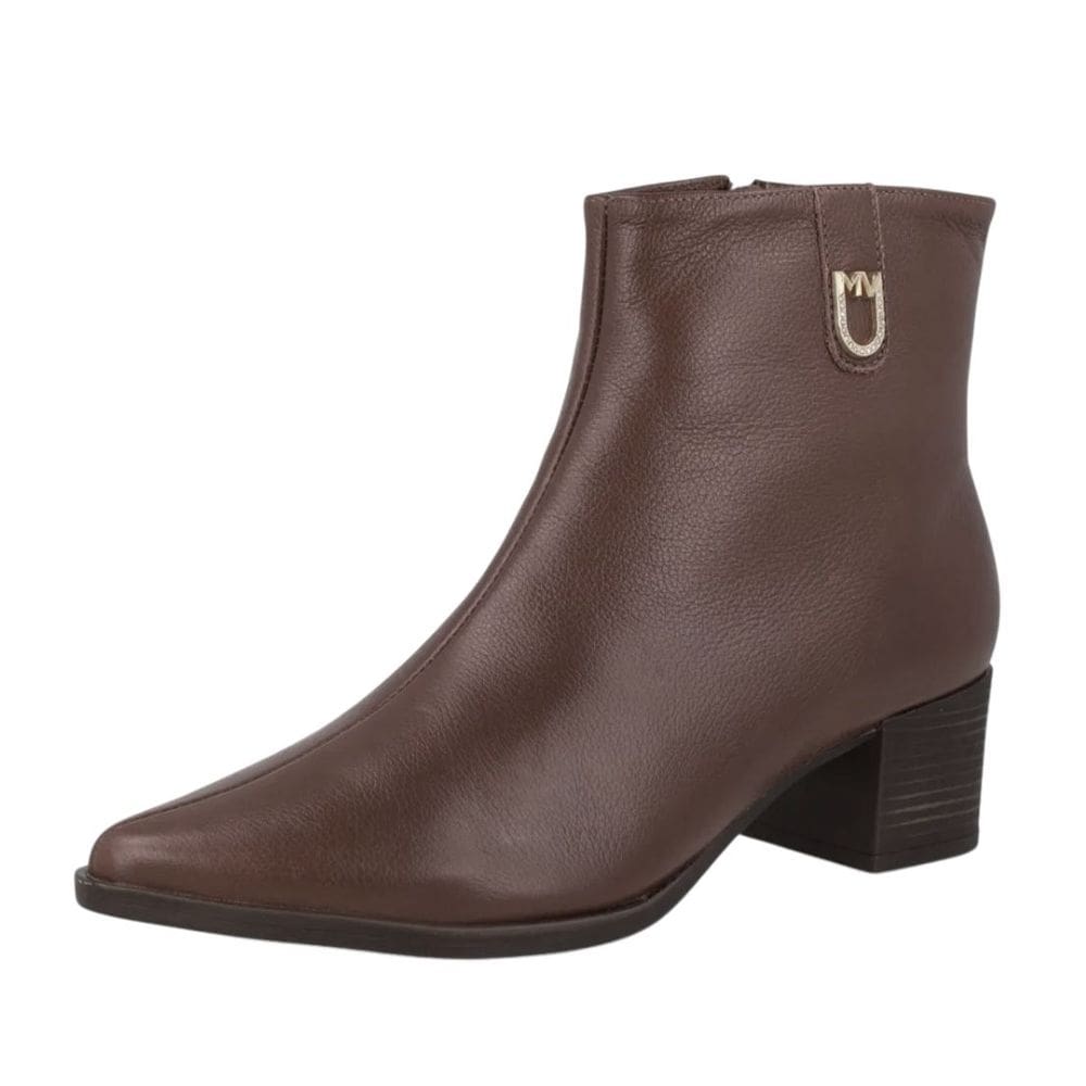 Bota Feminina Salto Baixo Couro Fechamento Pratico Via Marte