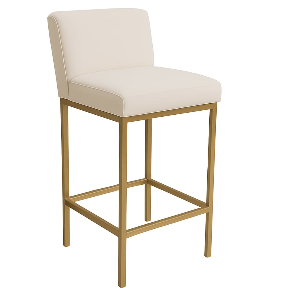 Banqueta Viena Alta Estofada em Veludo com Base de Metal Bege Liberty Móveis