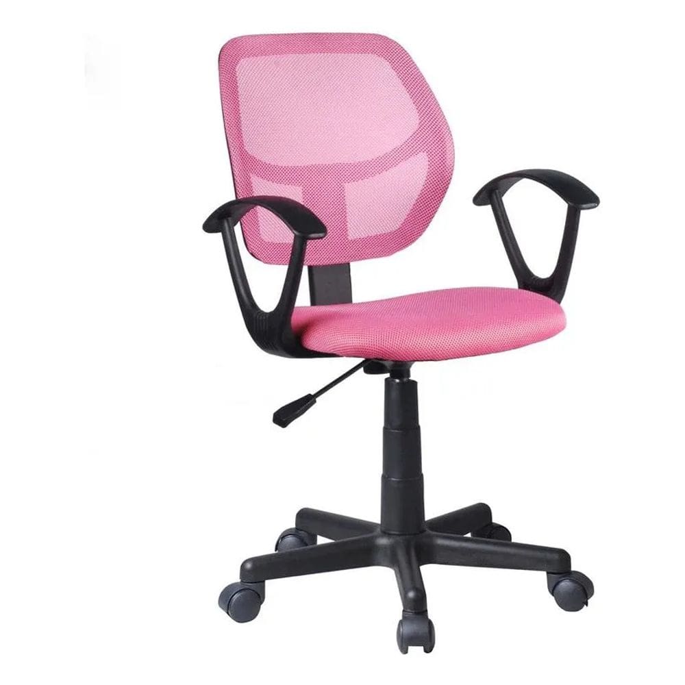 Cadeira Escritorio Tela Mesh Rosa E Preta Giratoria - Office Rosa E Preta