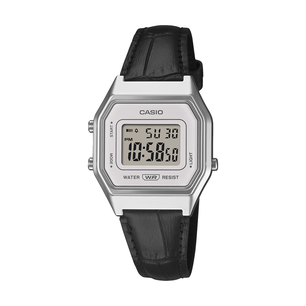 Relógio CASIO feminino prateado couro digital LA680WEL-1DF