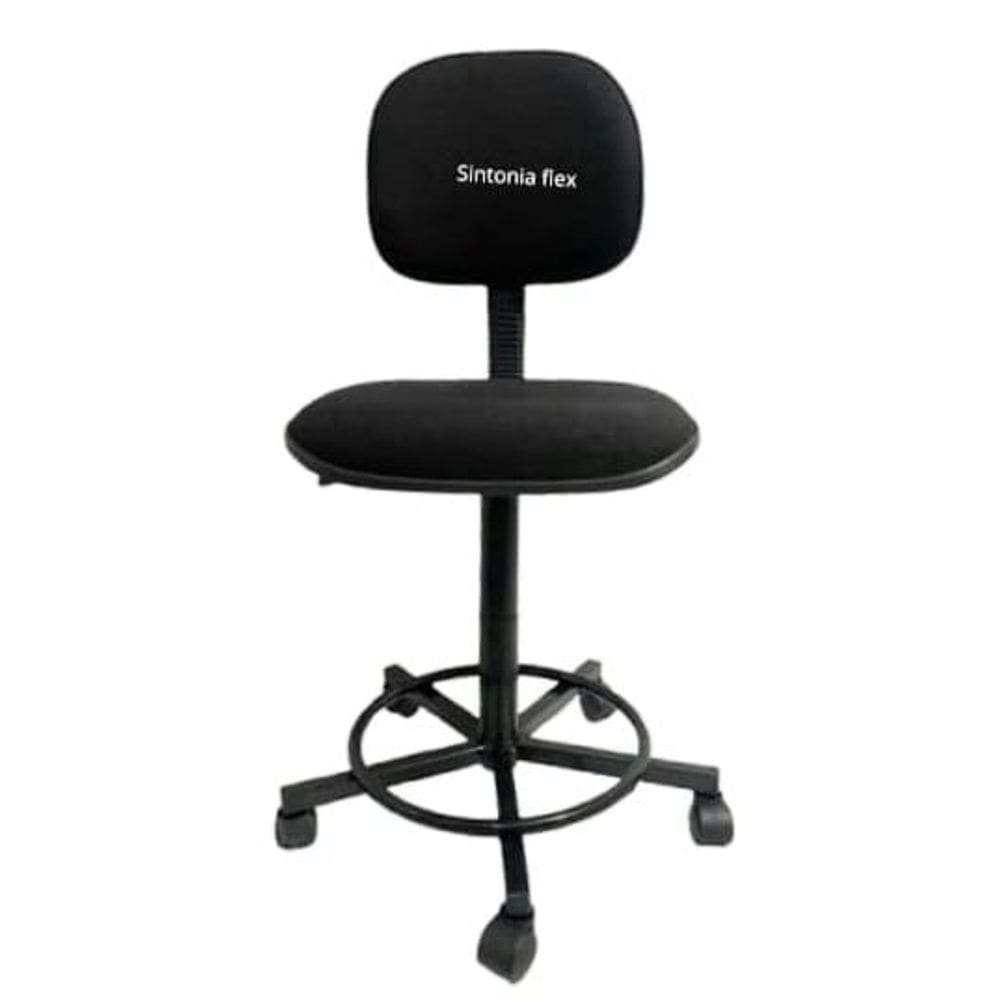 Cadeira caixa alta com rodinhas tecido preta