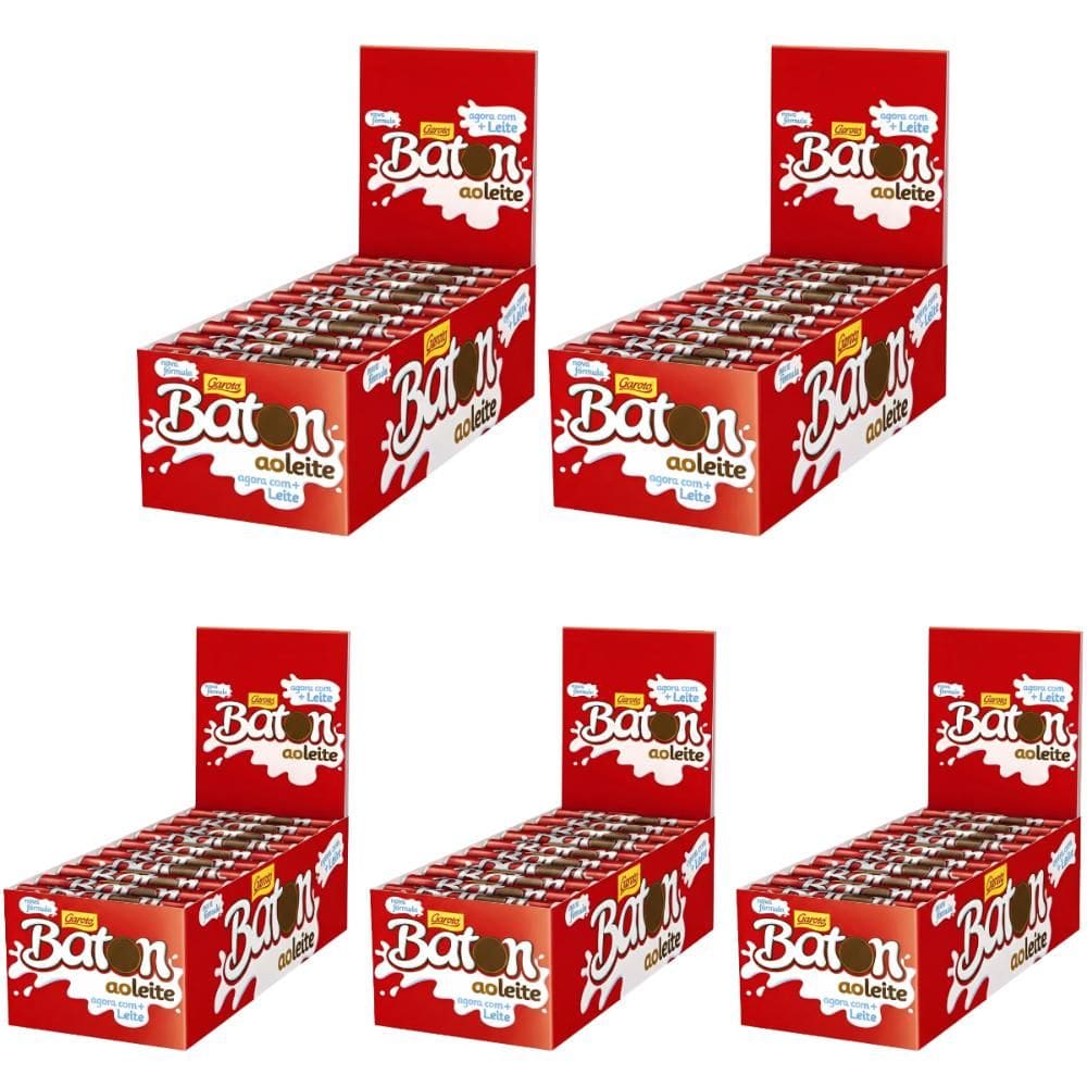 Kit 5 Chocolate Baton Ao Leite 16g Display Caixa 30 Unidades Garoto