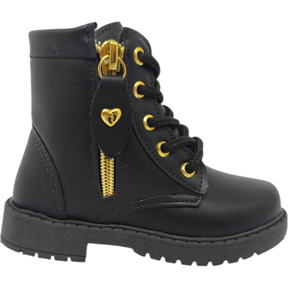 Bota Infantil Menina Coturno Casual Dia a Dia Passeio Escola com Zíper Conforto Unipasso 222-03