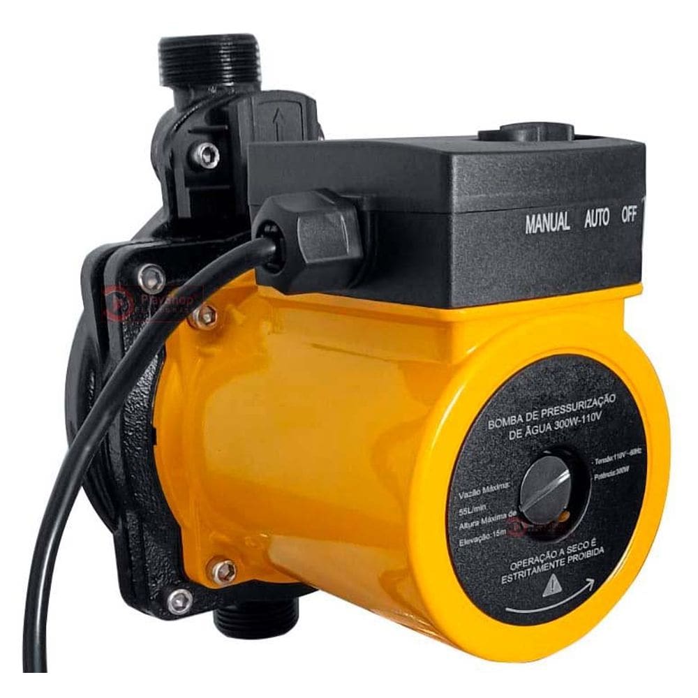 Bomba Pressurizadora 15mca 300W 3300 l/h Para 4 Pontos Agua Fria e Quente 110V - Torneira, Ducha E Chuveiro