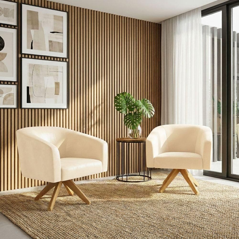 Kit 2 Poltronas Decorativas Stella Giratória Sintético | Extra