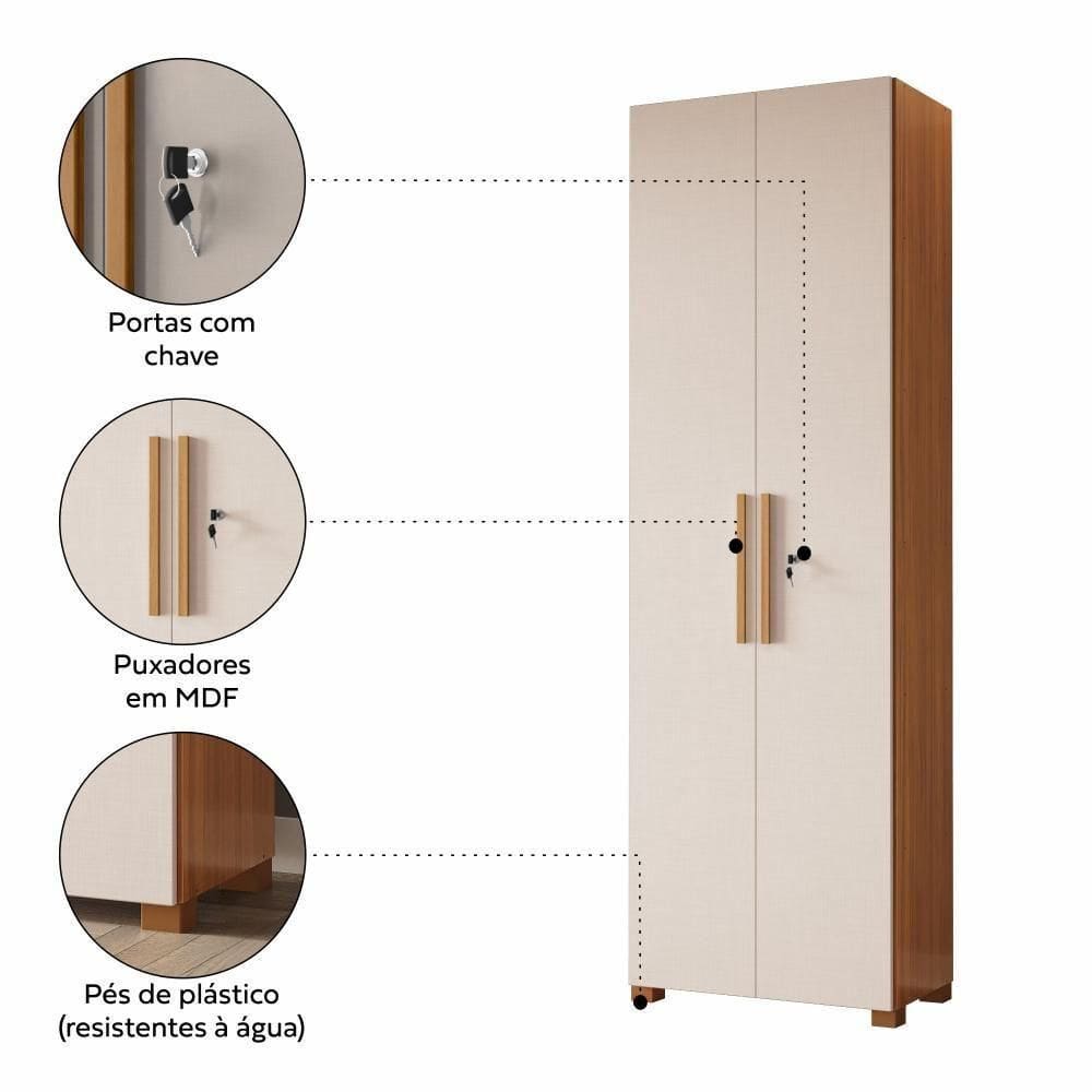 Armário Multiuso Com Chave 211cm Nt4050 Freijó/off | Extra