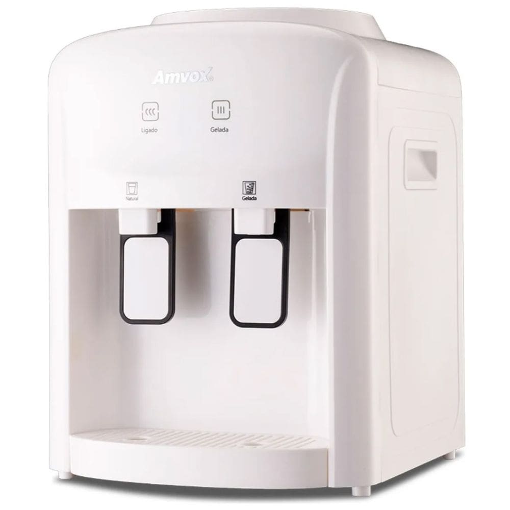 Bebedouro Refrigerado Água Gelada Natural Mesa Galão Garrafão Eletrônico Bivolt Branco Amvox New