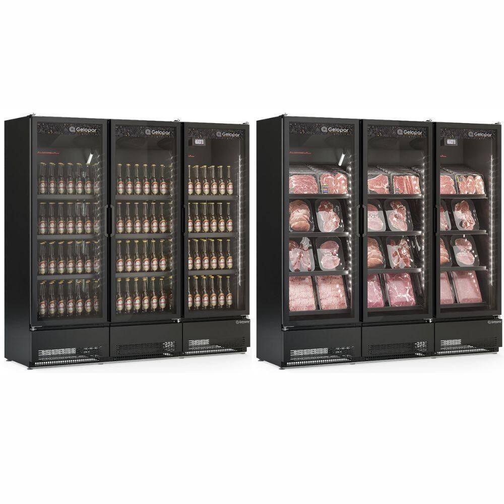Geladeira/refrigerador 1468 Litros 3 Portas Preto - Gelopar - 220v - Gcbc-1450lb