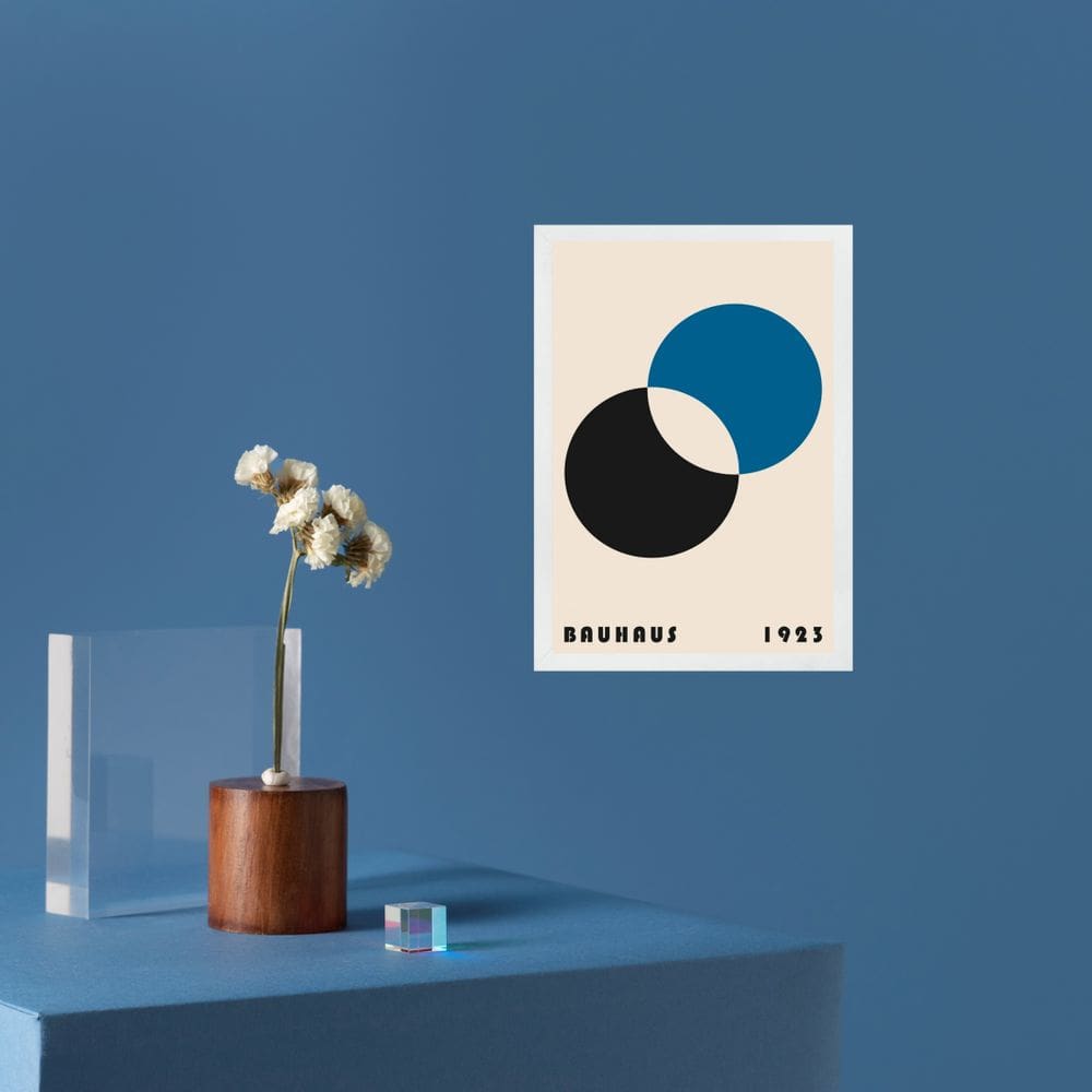 Quadro Arte Bauhaus Azul - Eclipse 45x34cm | Extra