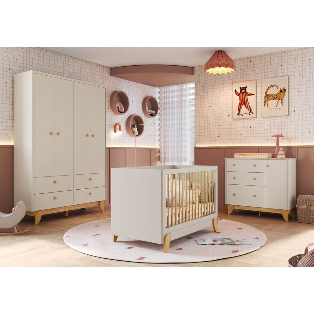 Quarto Completo Bebê Zoe Berço Multifuncional | Extra