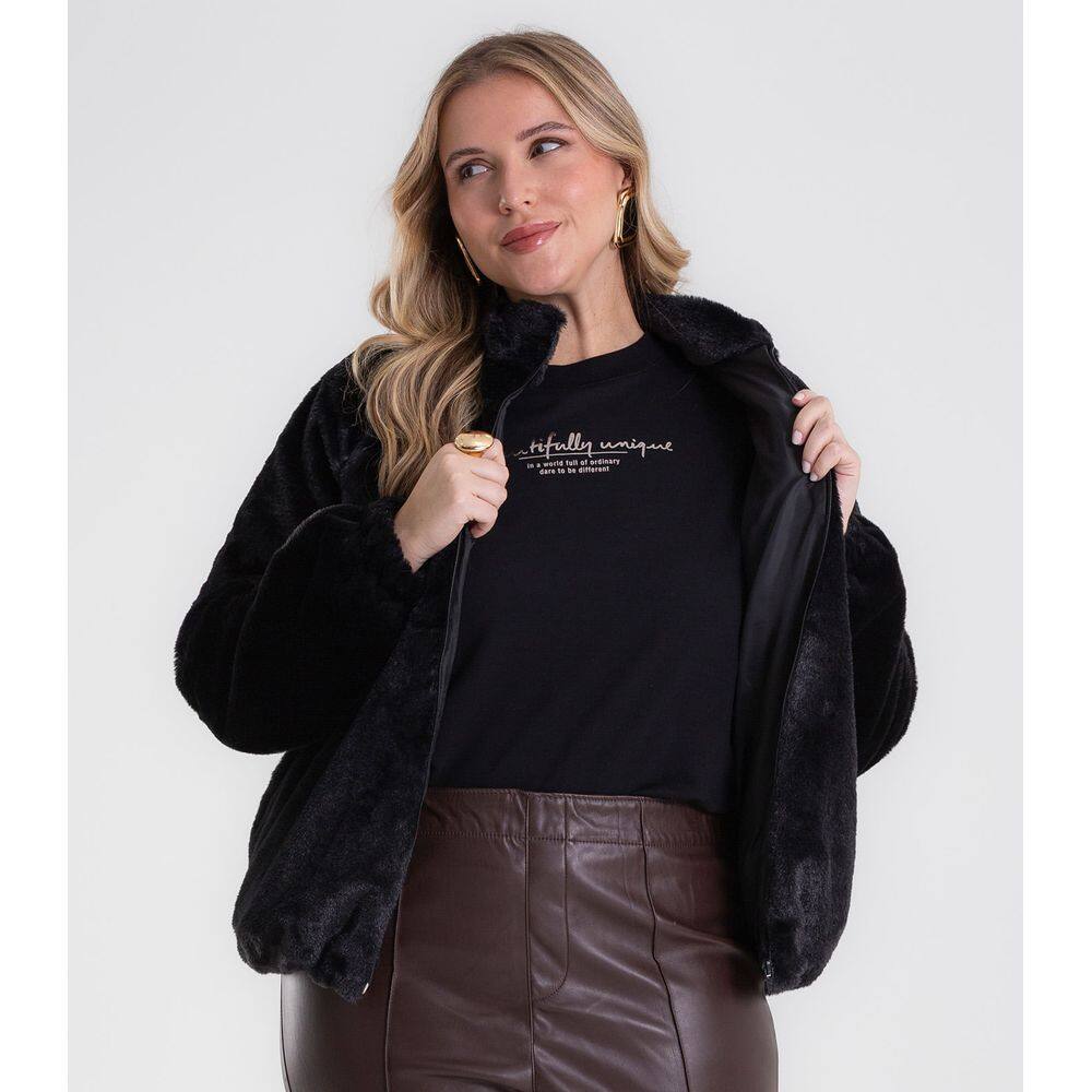Jaqueta Feminina Peluciada Plus Size Secret | Extra