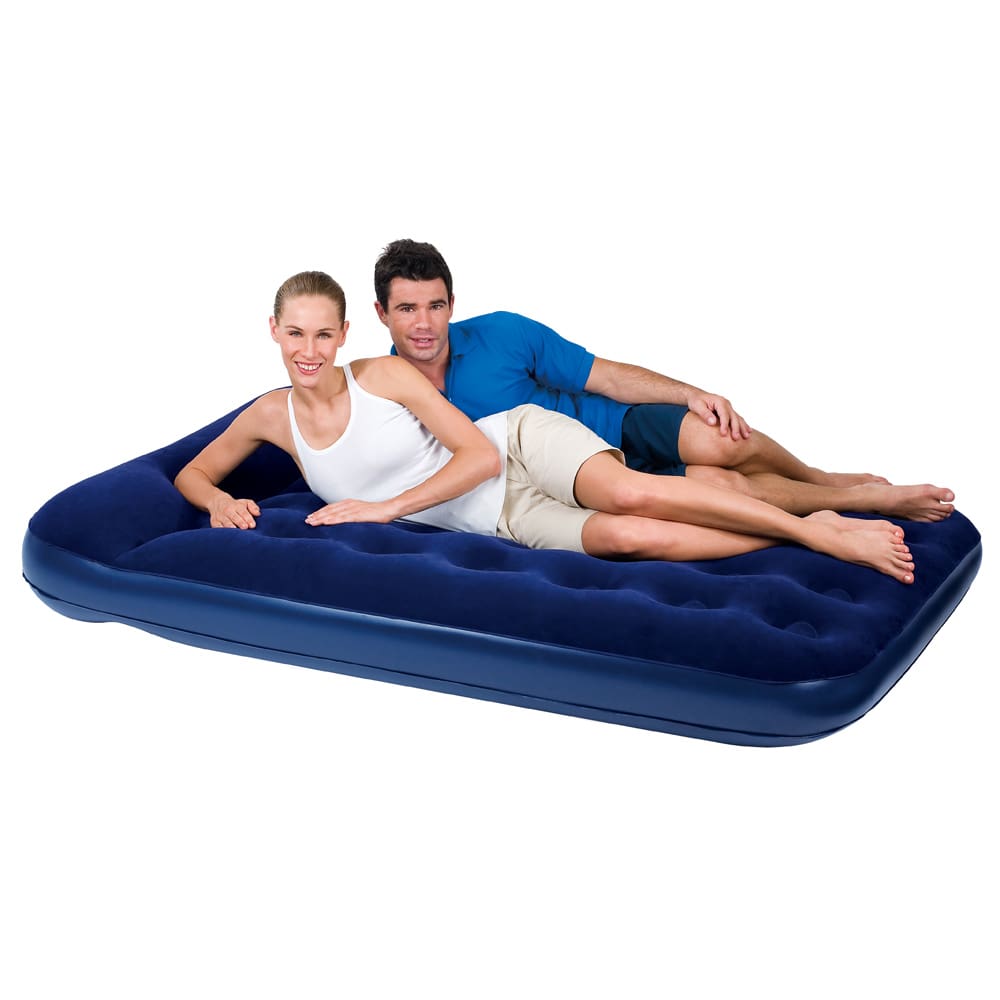 Colchão de Casal Inflável Bestway Flocked com Bomba Interna - Azul