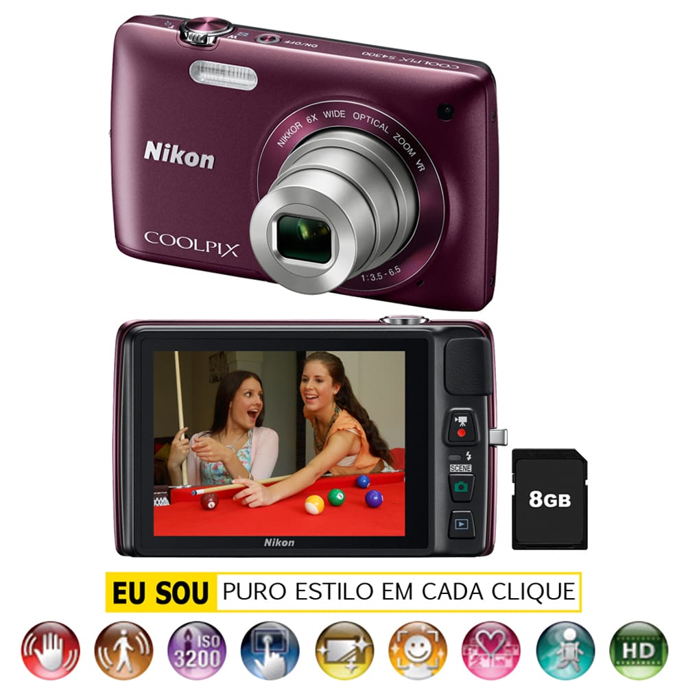 Nikon COOLPIX S4300 デジカメ Câmera Digital Nikon CoolPix S4300 Ameixa | Extra