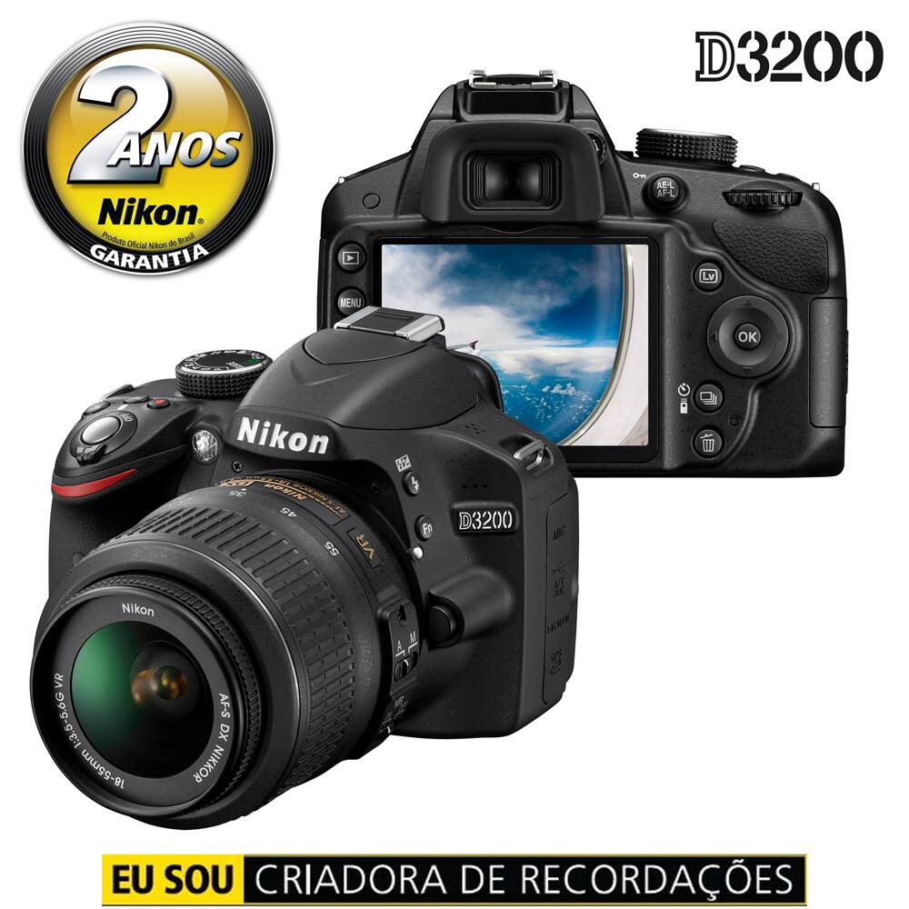 Câmera Digital Nikon D3200 Preta com 24.2 | Extra