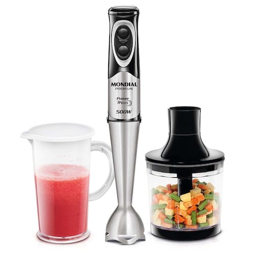 imagem-Power Mixer Mondial 2 em 1 Mixer e Processador M-07 - Preto/Inox - 220V 