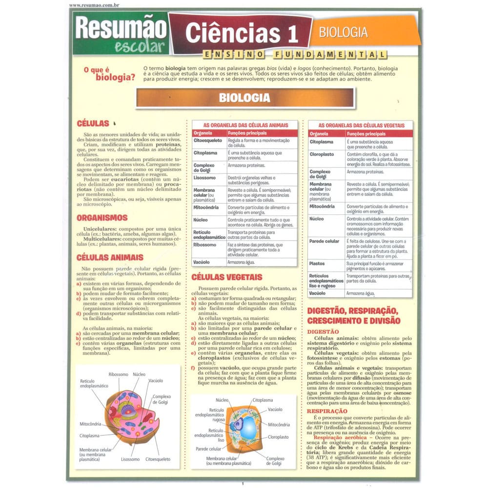 Livro - Resumão Escolar - Ciências 1: Biologia: Ensino Fundamental - Marcia Menin e Sérgio Noriaki Sato