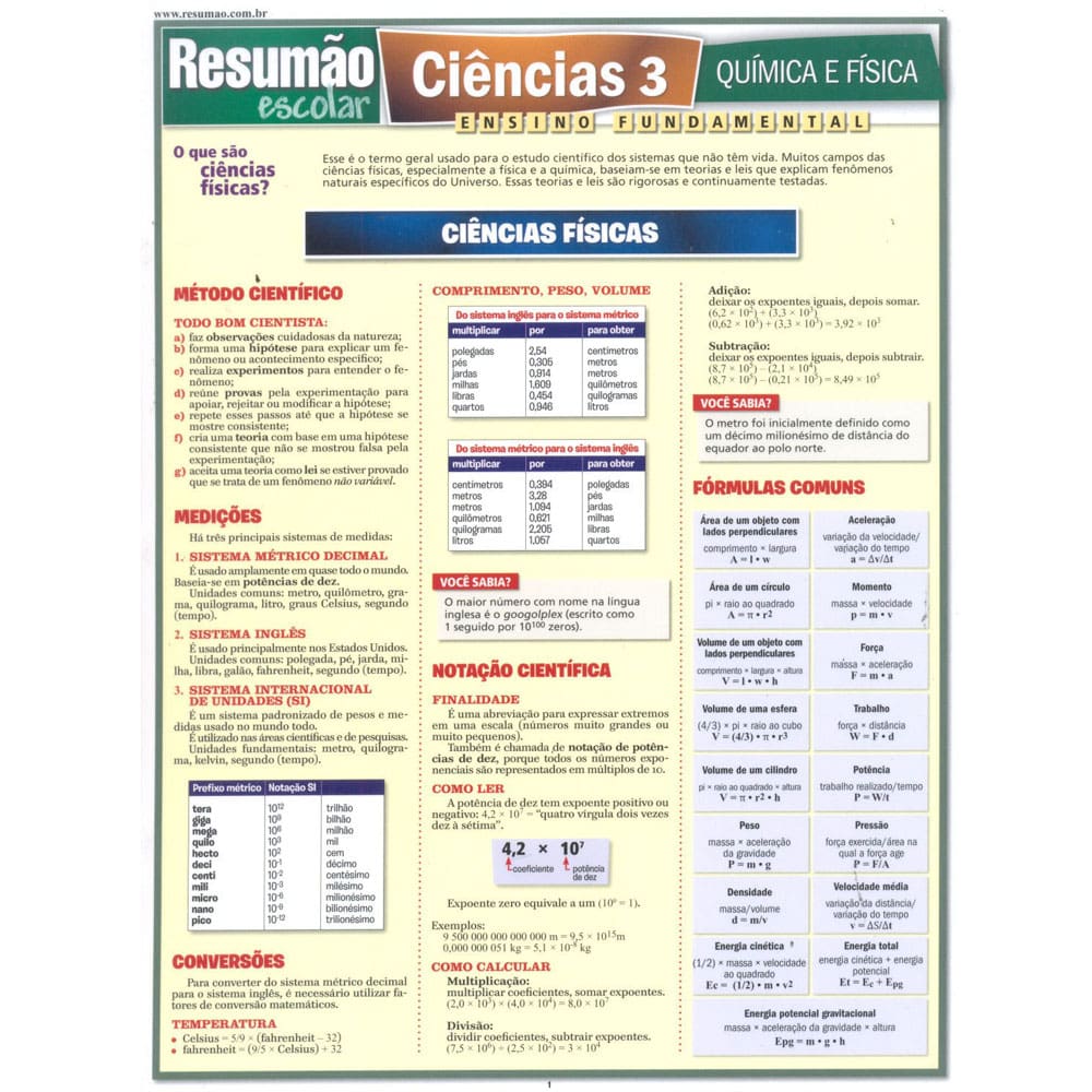 Livro - Resumão Escolar - Ciências 3: Química e Física: Ensino Fundamental - Sérgio Noriaki, Andréa Barros e Marcia Menin