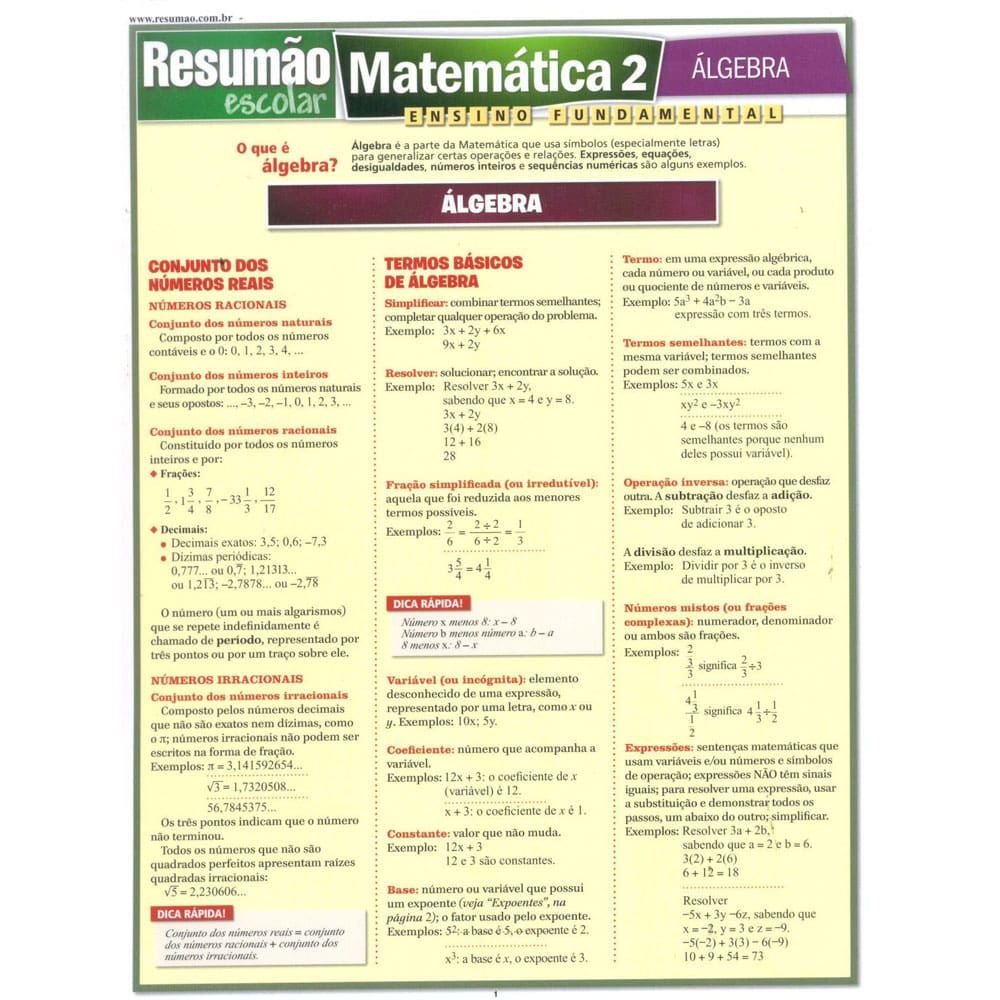 Livro - Resumão Escolar - Matemática 2: Álgebra: Ensino Fundamental - Peggy Warren e Susan Wright