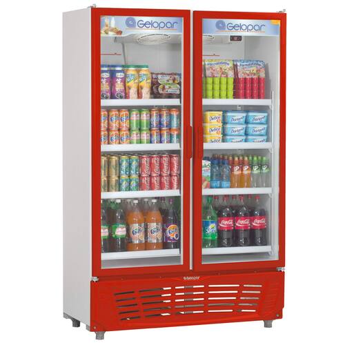 Refrigerador Vertical Gelopar Frost Free GRVC-950 Vermelho / Branco com Controlador Eletrônico Digital e Porta com Fechamento Automático - 957 L Menor preço em Refrigerador Vertical Gelopar Frost Free GRVC-950 Vermelho / Branco com Controlador Eletrônico Digital e Porta com Fechamento Automático - 957 L