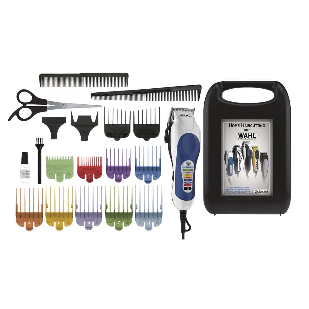 Máquina de Cortar Cabelo Wahl Clipper Color Pro 10 pentes branca/Azul