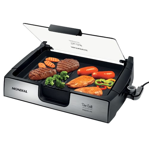 imagem-Chapa Mondial Due Grill Premium G-10 - Preta/Inox - 220V 