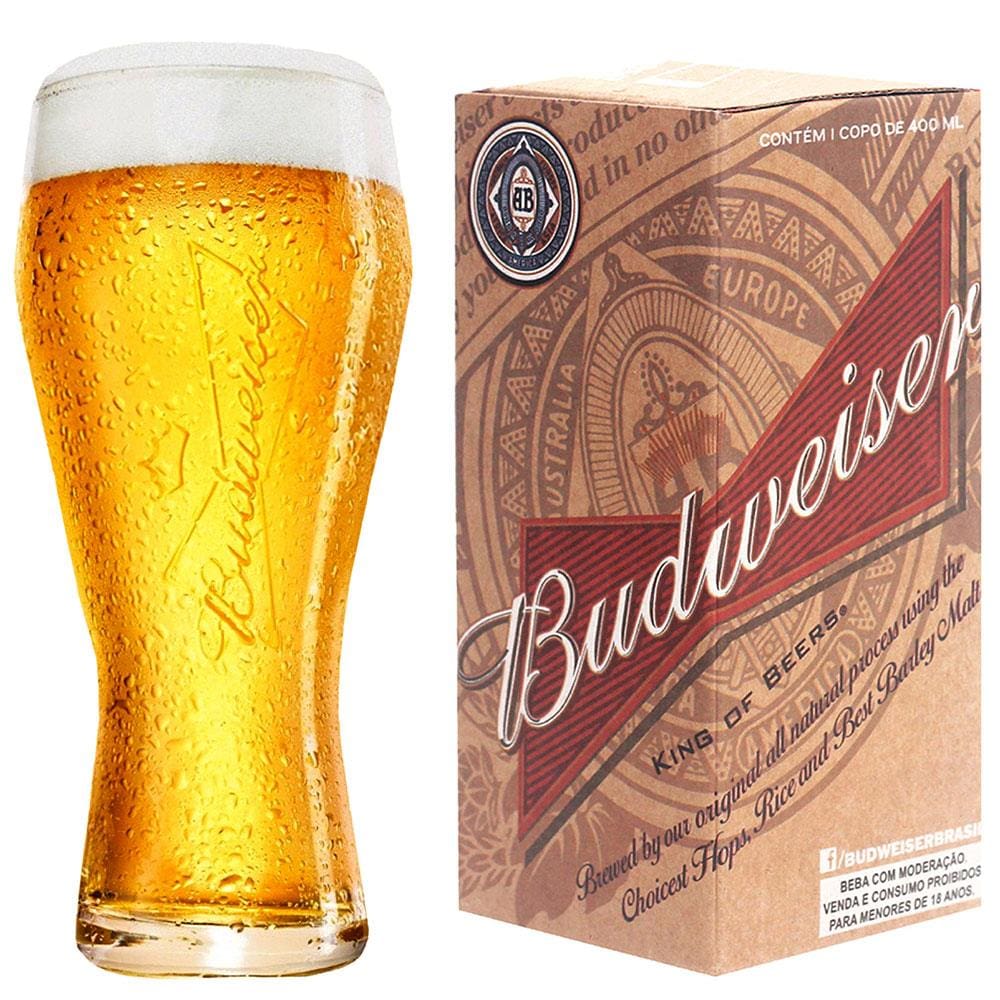 Copo para Cerveja Budweiser Crisal Litografado 4638 - 400 ml