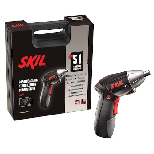 imagem-Parafusadeira a Bateria SKIL 2248 4,8V 6,35mm 1/4" com Kit de 51 Peças - 110V 