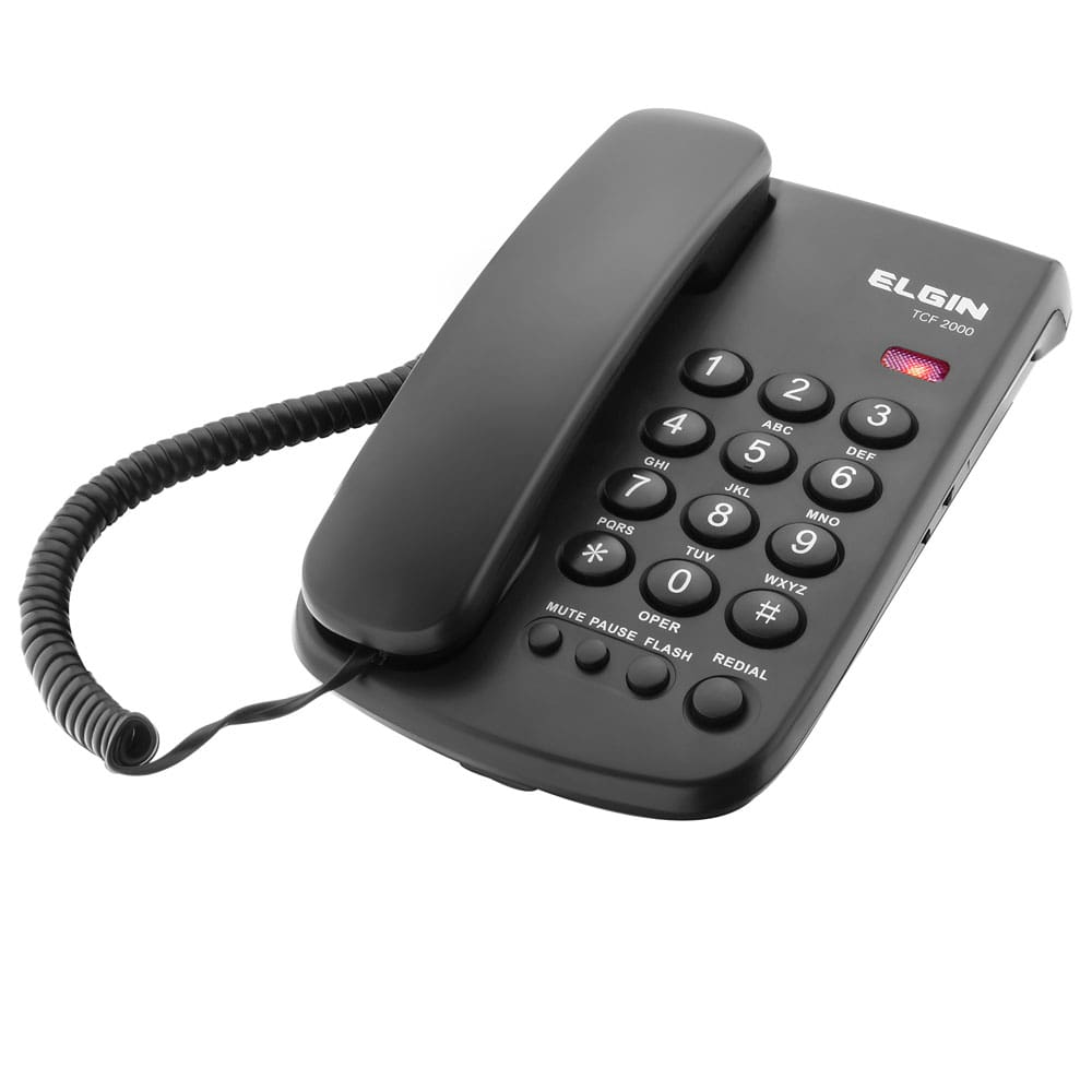 Telefone com Fio Elgin TCF-2000 com Chave de Bloqueio - Preto