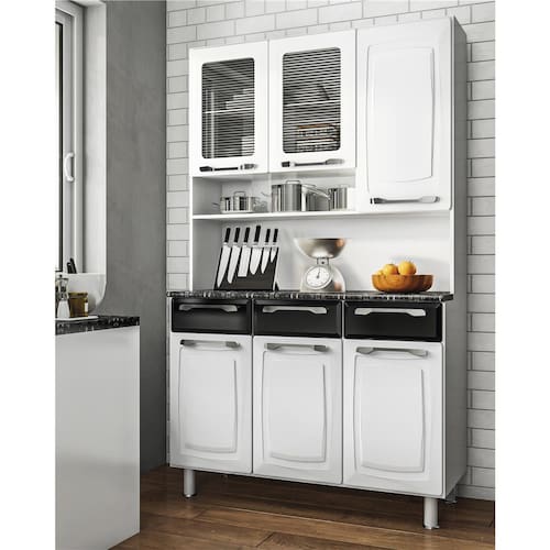 Cozinha Compacta Itatiaia Prisma com 6 Portas e 3 Gavetas Menor preço em Cozinha Compacta Itatiaia Prisma com 6 Portas e 3 Gavetas