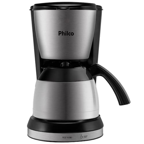 imagem-Cafeteira Elétrica Philco Ph30 Thermo 30 Xícaras - Aço Escovado/Preta - 220V