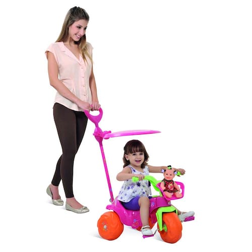 imagem-Triciclo Bandeirante Motoban Gatinha Passeio 891 - Rosa/Laranja
