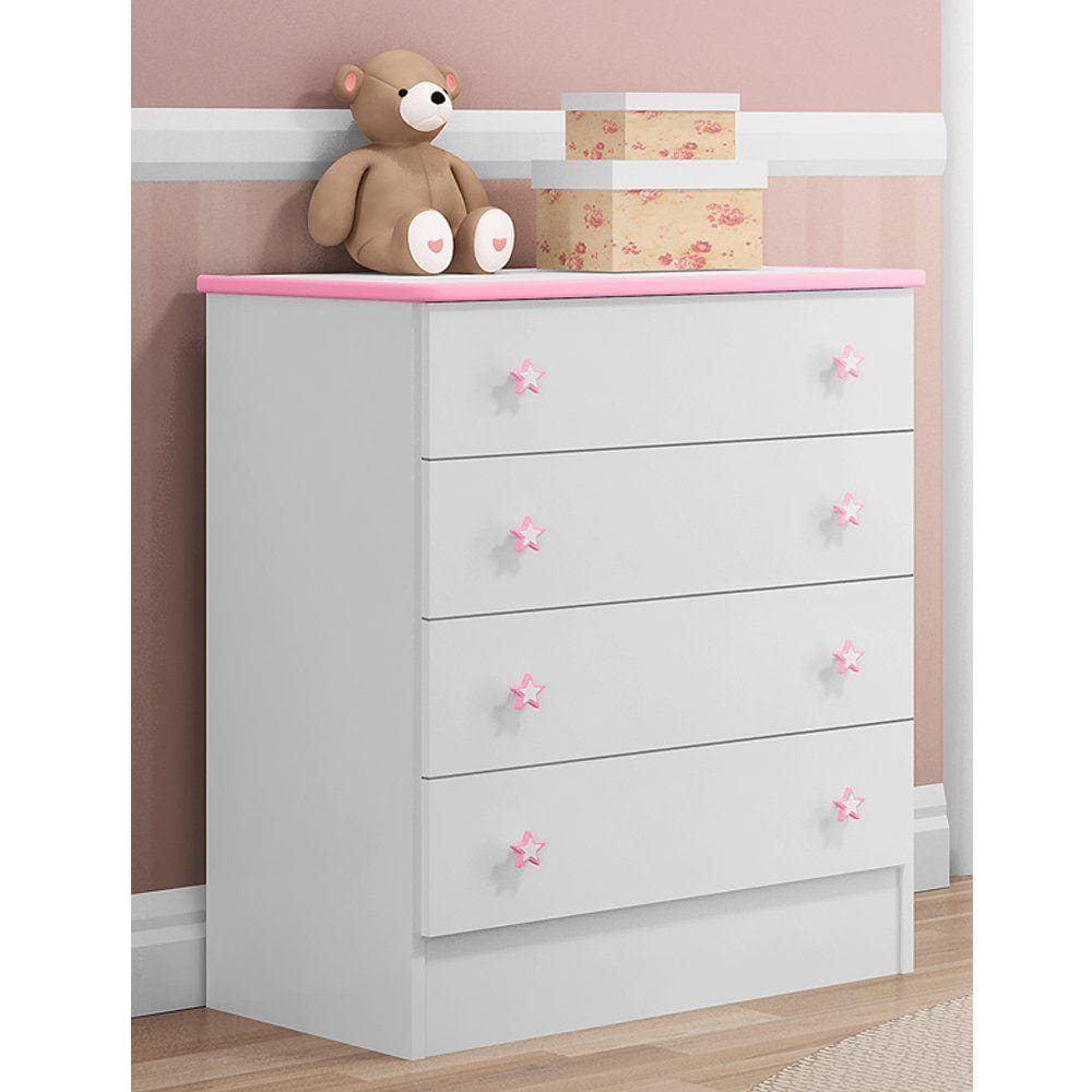 Cômoda Infantil Qmovi Doce Sonho 4 Gavetas