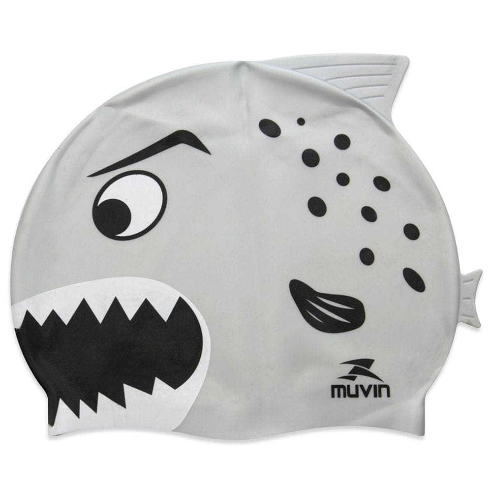 Touca de Natação em Silicone Muvin Kid - Tubarão Prata