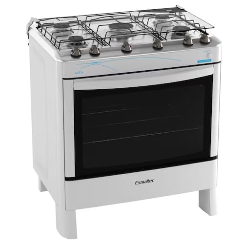 imagem-Fogão Esmaltec 5 Bocas Ágata 5062 com Mesa de Inox e Acendimento Automático Bivolt - Branco