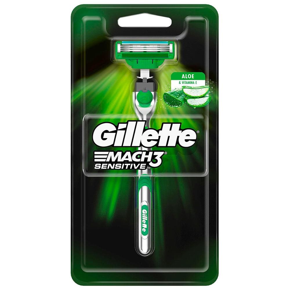 Aparelho de Barbear Gillette Mach3 Sensitive Cabeça Móvel - 1 Carga